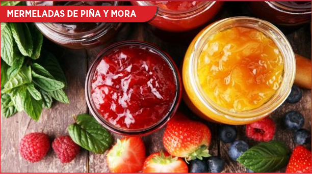 mermeladas de piña y mora